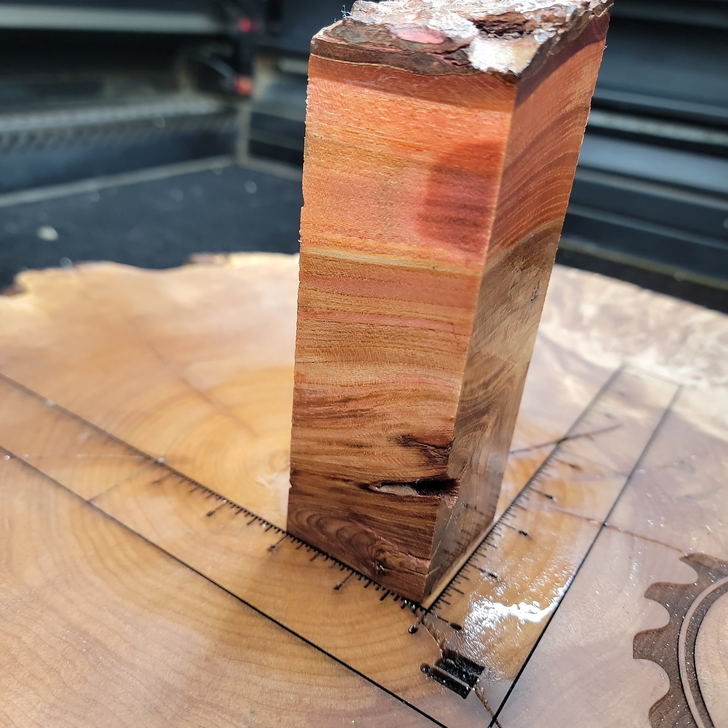 Stabilized Elm burl knife handle block wood wood turning resin #930