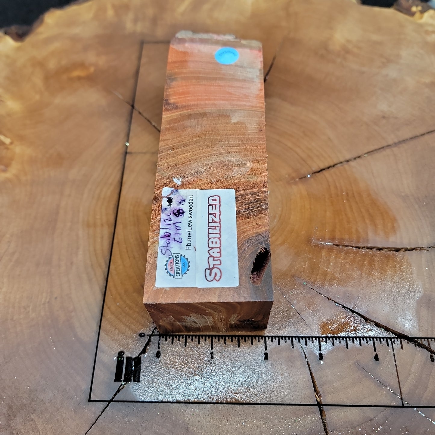 Stabilized Elm burl knife handle block wood wood turning resin #930