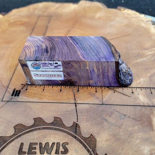 Stabilized Elm Burl Purple knife woodworking block scale #931