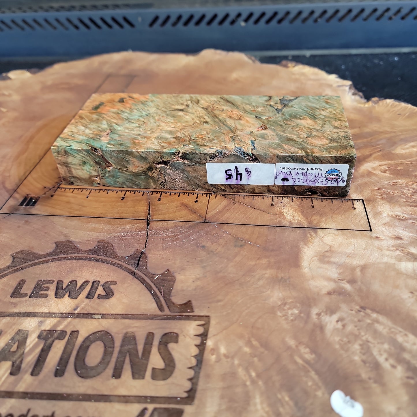 Stabilized maple burl knife scale wood turning woodworking #933