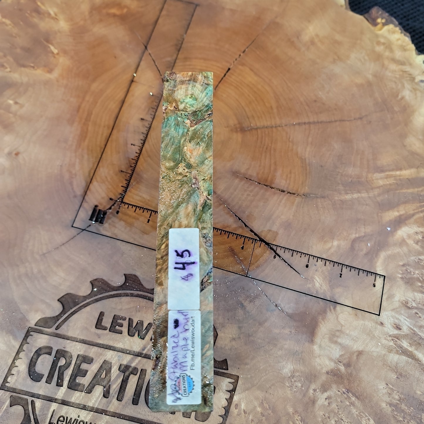 Stabilized maple burl knife scale wood turning woodworking #933