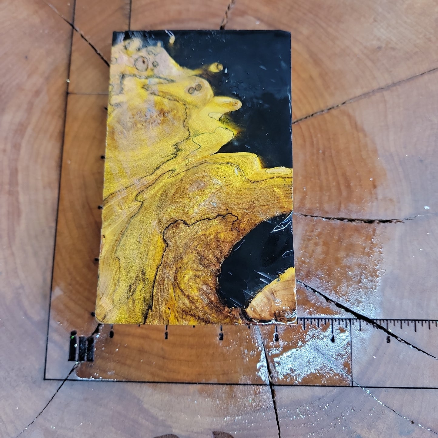Stabilized maple burl hybrid knife scale wood turning woodworking #935