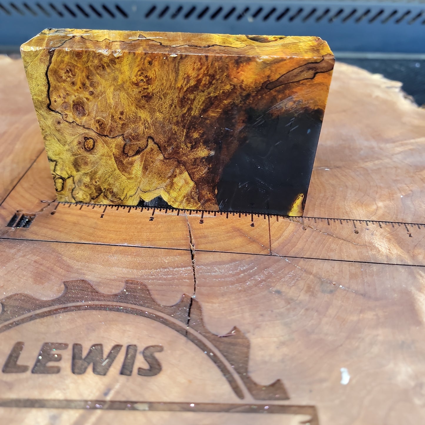 Stabilized maple burl hybrid knife scale wood turning woodworking #935