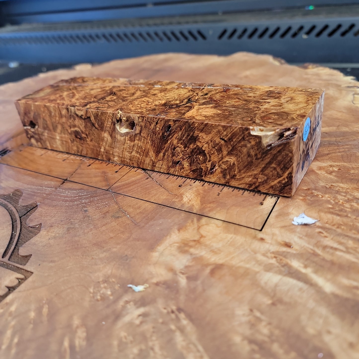 Stabilized maple burl knife scale wood turning woodworking block #936