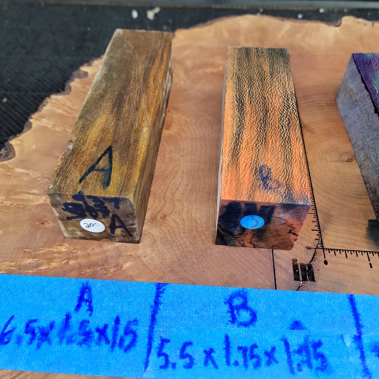 Stabilized knife handle scales woodturning sycamore #937