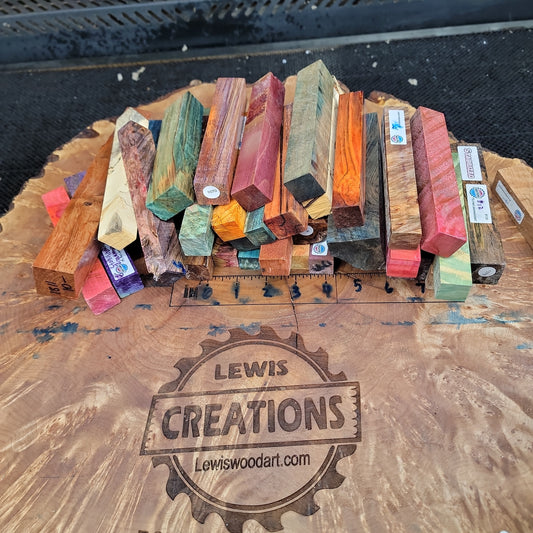 Random stabilized Burl figured wood pen blanks #340