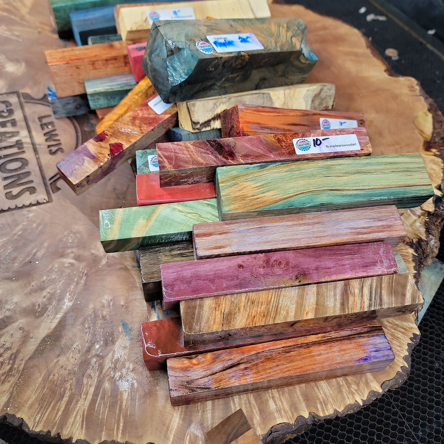 Random stabilized Burl figured wood pen blanks #340