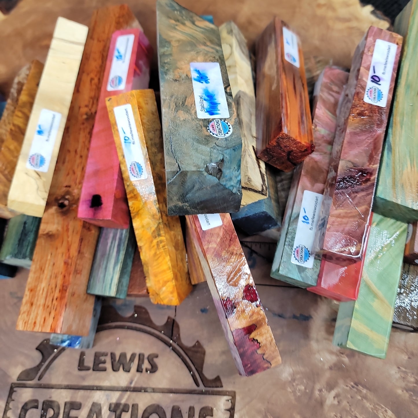 Random stabilized Burl figured wood pen blanks #340