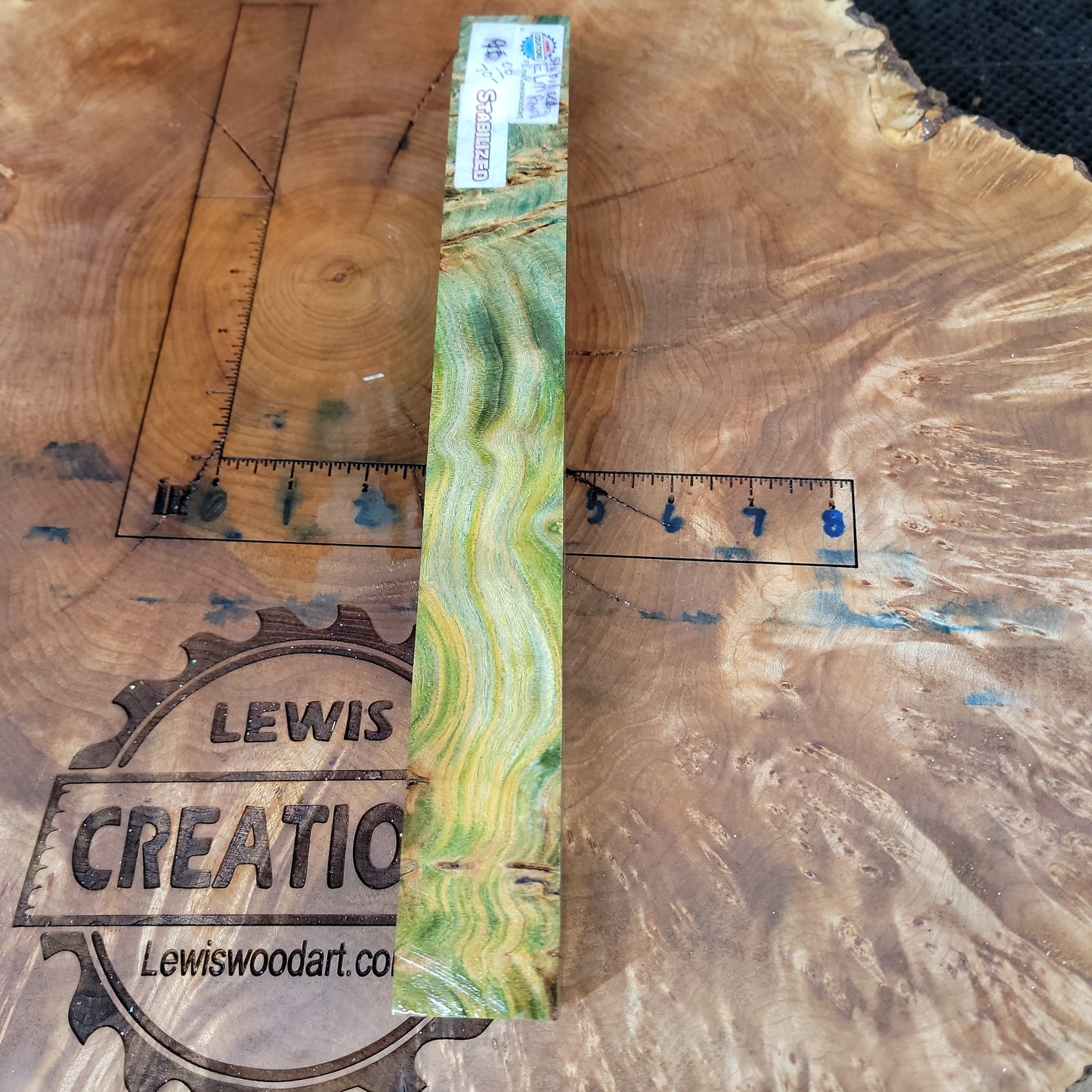 Stabilized elm burl pool cue turning stick blank wood turning wood working #943