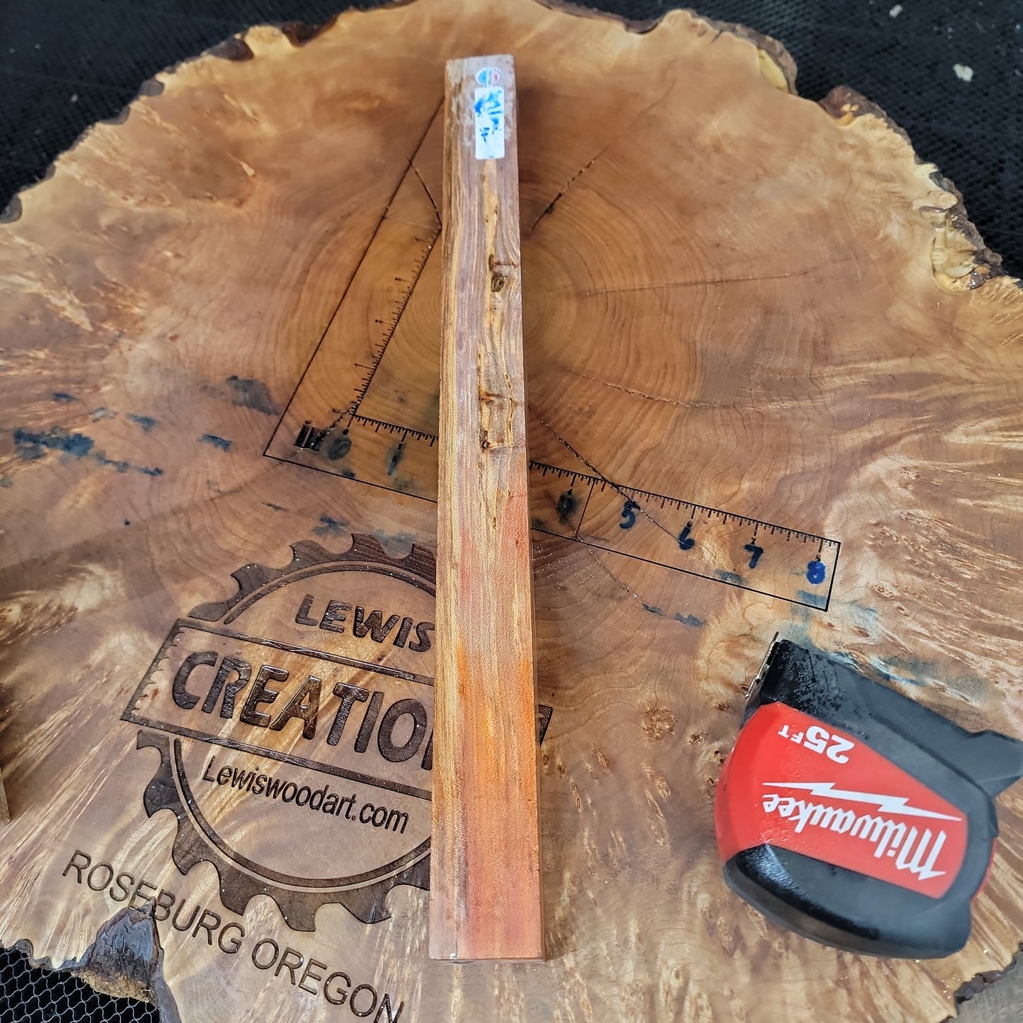 Stabilized cherry pool cue turning stick blank wood turning wood working #944