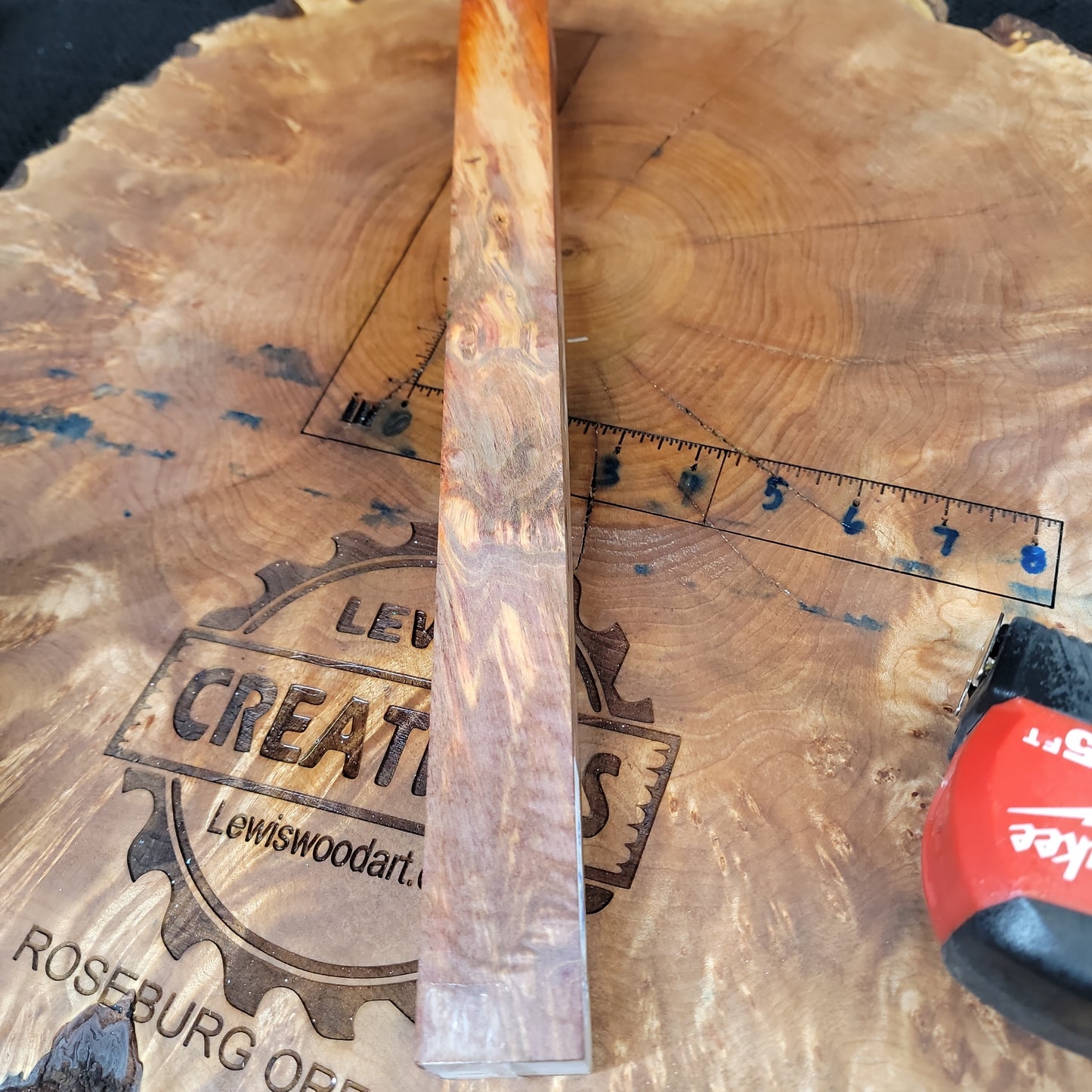 Stabilized cherry pool cue turning stick blank wood turning wood working #944