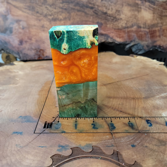 Stabilized maple & Buckeye turning stick blank wood turning wood working blue resin #948