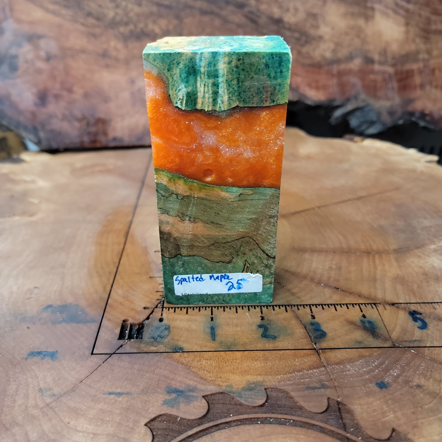 Stabilized maple & Buckeye turning stick blank wood turning wood working blue resin #948