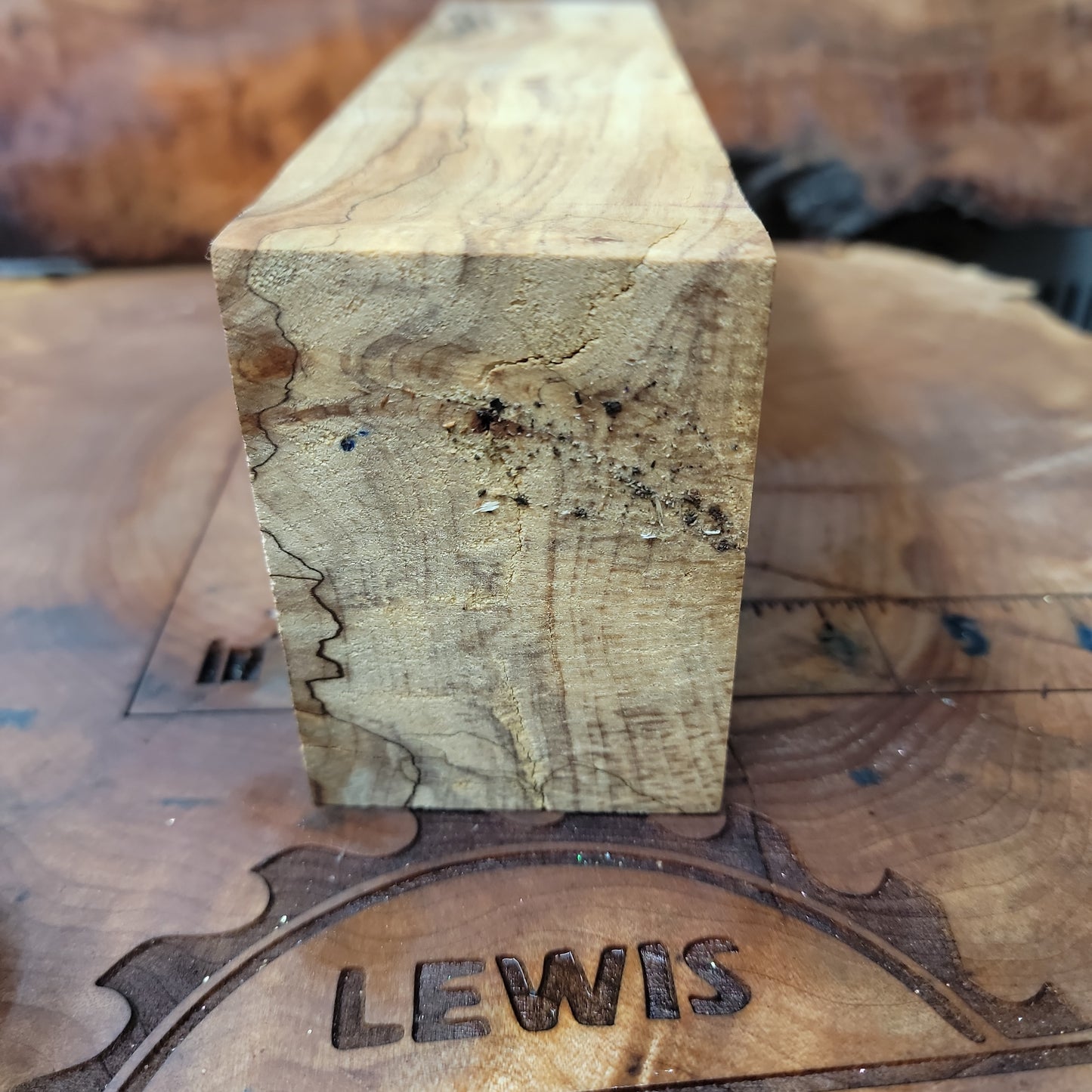 Large raw cottonwood block with spaulting and figure # 462